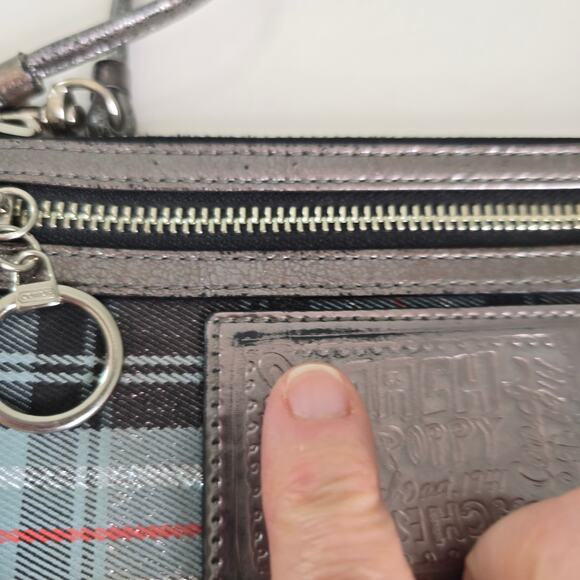 Coach Poppy 1941 Tartan Plaid Wristlet Silver Pewter Graphic Print Academia READ - Picture 5 of 12